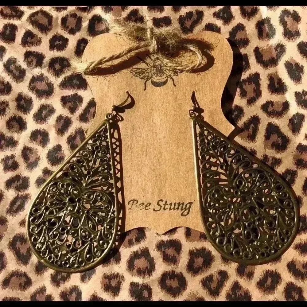 Handmade Large Teardrop Dangle Earrings.